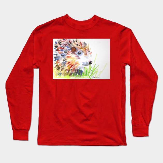 Cute Hedgehog Long Sleeve T-Shirt by Casimirasquirkyart